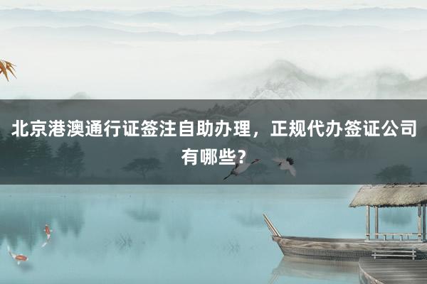 北京港澳通行证签注自助办理，正规代办签证公司有哪些？