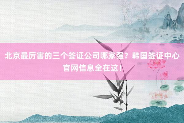 北京最厉害的三个签证公司哪家强？韩国签证中心官网信息全在这！