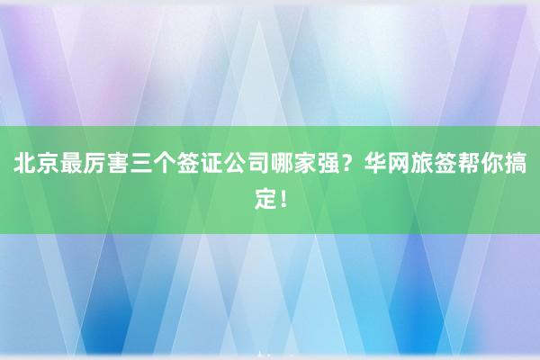 北京最厉害三个签证公司哪家强？华网旅签帮你搞定！