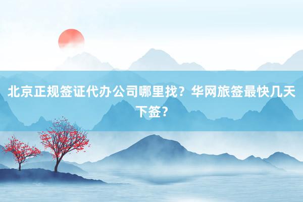 北京正规签证代办公司哪里找？华网旅签最快几天下签？