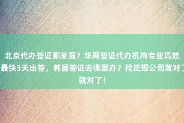 北京代办签证哪家强？华网签证代办机构专业高效，最快3天出签，韩国签证去哪里办？找正规公司就对了！