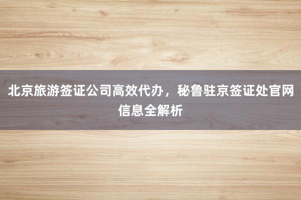 北京旅游签证公司高效代办，秘鲁驻京签证处官网信息全解析