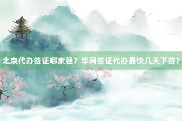 北京代办签证哪家强？华网签证代办最快几天下签？