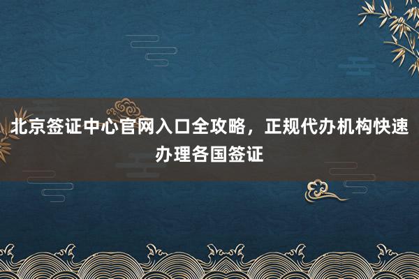 北京签证中心官网入口全攻略，正规代办机构快速办理各国签证