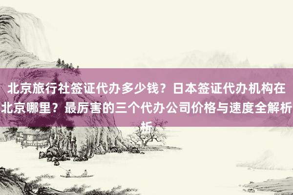 北京旅行社签证代办多少钱？日本签证代办机构在北京哪里？最厉害的三个代办公司价格与速度全解析