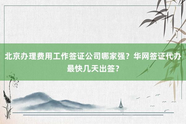 北京办理费用工作签证公司哪家强？华网签证代办最快几天出签？