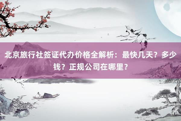 北京旅行社签证代办价格全解析：最快几天？多少钱？正规公司在哪里？