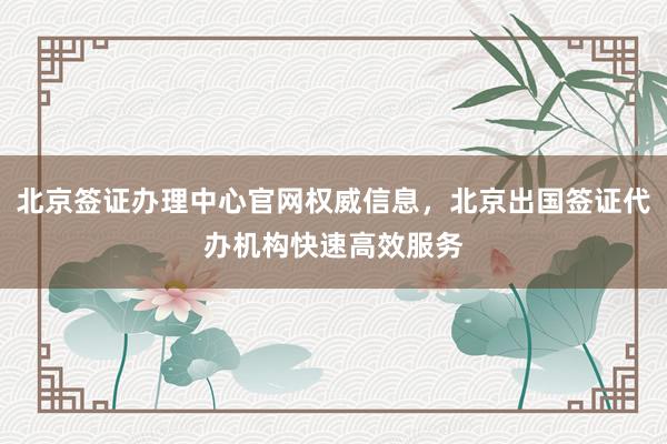 北京签证办理中心官网权威信息，北京出国签证代办机构快速高效服务