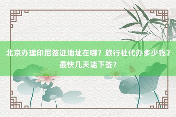 北京办理印尼签证地址在哪？旅行社代办多少钱？最快几天能下签？